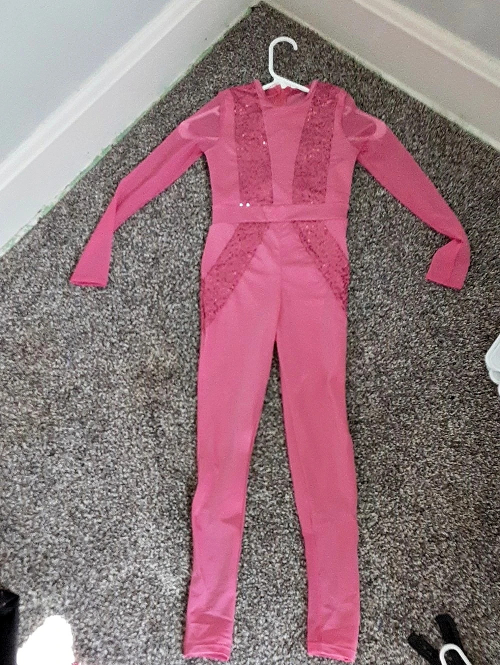 Girls Dance Jumpsuit Pink Size Medium Weissman Like New